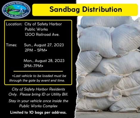 Sandbag Distribution at Public Works on 8/27 & 8/28