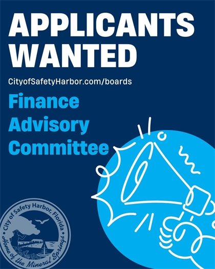 The City of Safety Harbor’s Finance Advisory Committee is looking for volunteers! This committee is made up of residents who help monitor city budgets, review operations, and make key recommendations to the City Commission. Committee Meets monthly on the 2nd Thursday at 6:30 p.m. at City Hall Commission Chambers. Apply now: https://tinyurl.com/5n992seu Application Deadline: September 26, 2025