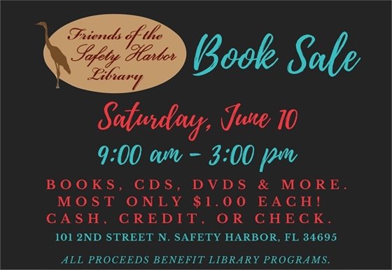Friends of the Library Book Sale on June 10, 2023, 9:00 AM - 3:00 PM. Books, CDs, DVDs, and More! Most items $1.
