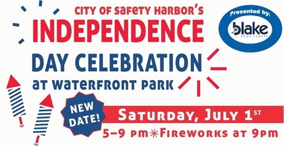 Date Change - Independence Day Celebration July 1, 2023, 5 - 9 pm. Fireworks at 9 pm.
