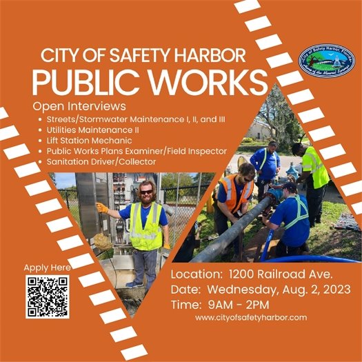 Public Works Open Interviews tomorrow from 9am-2pm at Public Works Complex