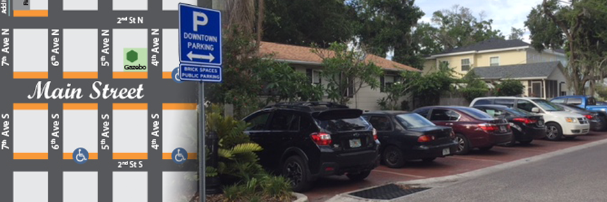 Public Parking Map Over a Picture of Cars Parked on Street